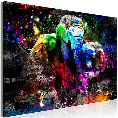 Artgeist Tableau - Colorful Elephants (1 Part) Wide [30x20]