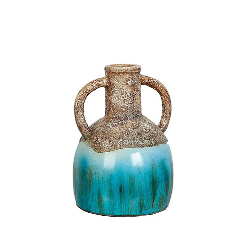 Vase Alexandra House Living Bleu Marron Terre cuite 20 x 30 x 20 cm Avec des poignées