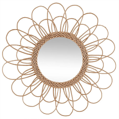 Atmosphera, Createur D'Interieur Miroir mural rotin scandi Fleur - Diam. 56 cm