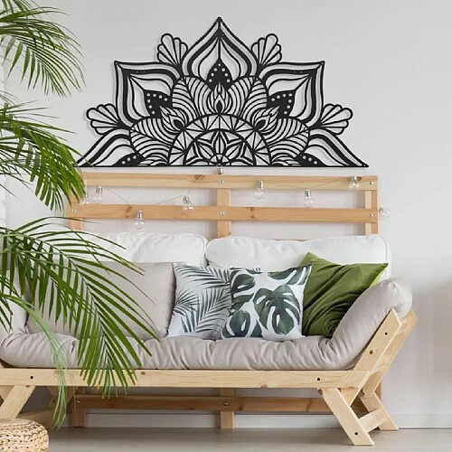 DEKORY Mandala Décoration Murale en Métal noir 153 x 77 cm