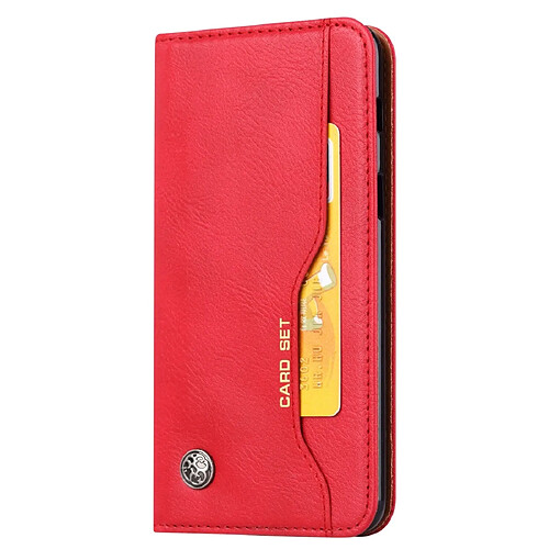 Wewoo Housse Coque Étui en cuir à rabat horizontal avec texture pour peau Galaxy A8 2018avec cadre photosupportemplacements cartes et porte-monnaie Rouge