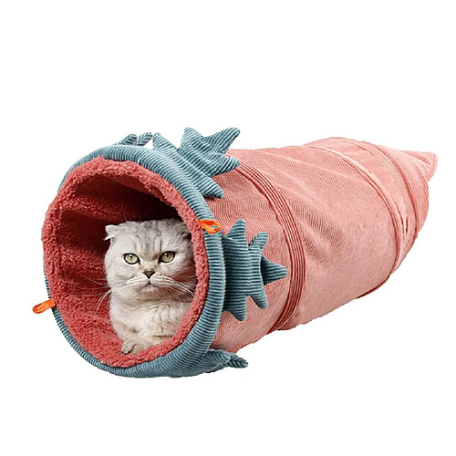 Universal 25 * 56cm gros chat tunnel jouet couleur unie suède matériel chaton pliable fournitures pour animaux de compagnie chat tunnel forme légume chaud tunnel pour animaux de compagnie | jouet pour chats (rouge)