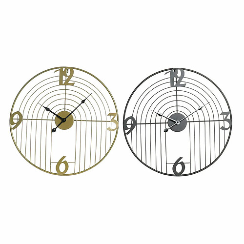 Horloge Murale DKD Home Decor Noir Doré Métal Moderne 45 x 3 x 45 cm (2 Unités)