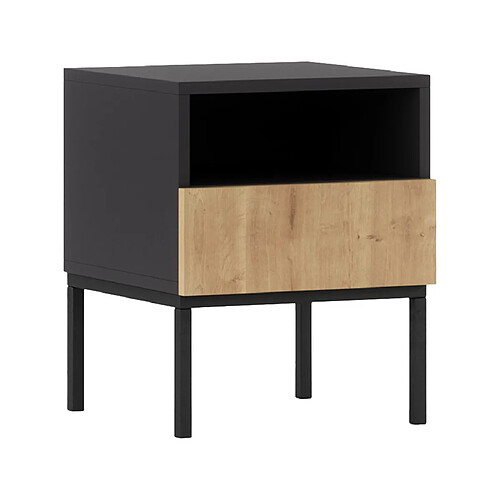 Bestmobilier Felicia - table de chevet - bois et noir - 40 cm