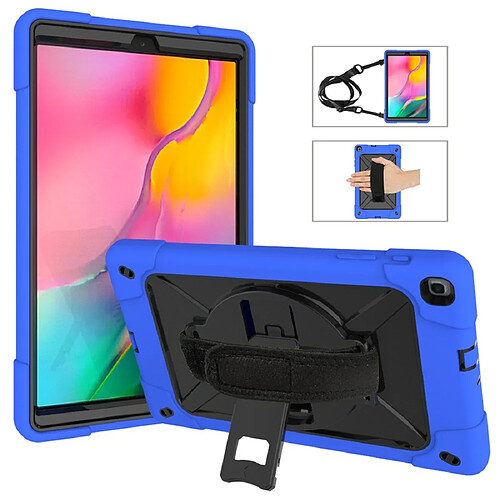 Wewoo Housse Coque Pour Galaxy Tab A 10.1 2019 T510 couleur de contraste silicone + PC Combinaison avec support bleu foncé + noir