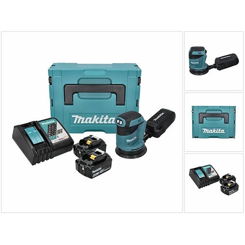 Makita DBO 180 RGJ Ponceuse excentrique sans fil 18 V - 125 mm + 2x Batteries 6,0 Ah + Chargeur + Makpac