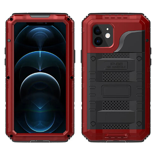 Coque en silicone + métal Antichoc Imperméable rouge pour votre Apple iPhone 12