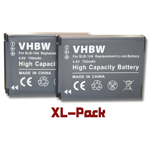 2 x batteries vhbw Set 700mAh pour appareil photo Samsung WB380F comme SLB-10A.