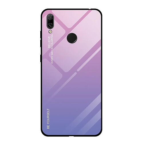 Wewoo Coque Pour Huawei Y7 2019 / / Y7 Prime 2019 étui en verre de couleur dégradée violet clair