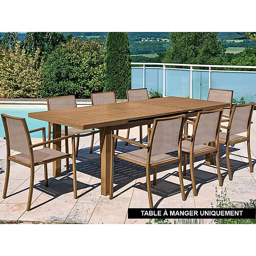 Table rectangulaire extensible en aluminium aspect Teck SANTORIN - 10 places - Jardiline