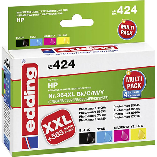 Edding Tinte ersetzt HP 364, 364XL compatible Kombi-Pack noir, Cyan, Magenta, jaune EDD-424