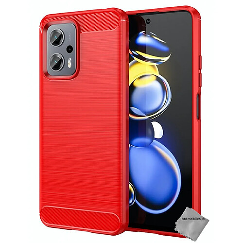 Htdmobiles Coque pour Xiaomi Poco X4 GT 5G - housse etui silicone gel carbone + film ecran - ROUGE