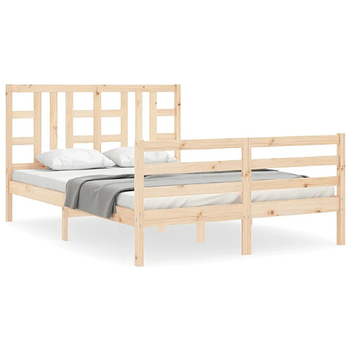 Maison Chic Cadre/structure de lit avec tête de lit pour adulte - Lit Moderne Chambre double bois massif -MN35033