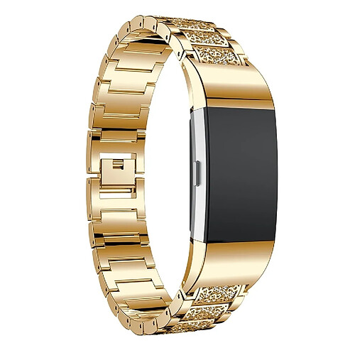 Wewoo Bracelet pour montre connectée en acier inoxydable serti de diamants Fitbit Charge 2 or