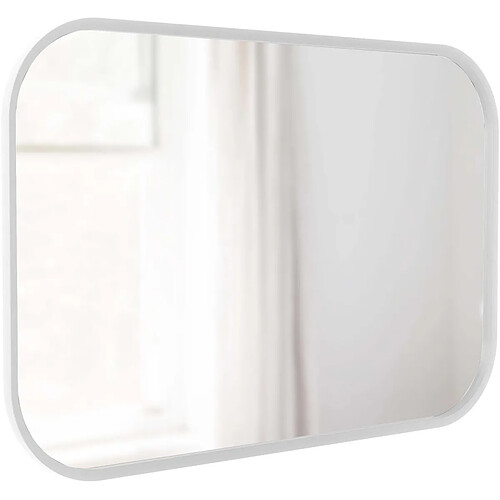 Umbra Miroir rectangulaire rebord caoutchouc 61 x 91 cm Hub blanc.