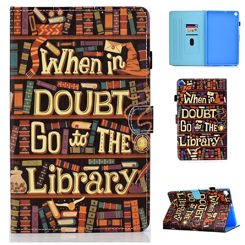 Etui en PU impression de motifs avec des fentes pour cartes livre pour votre Samsung Galaxy Tab A 10.1(2019) T510/T515