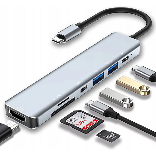 GUPBOO HUB USB C MACBOOK PRO AIR 7 en 1 HDMI 100W PD SD/TF,JL1584