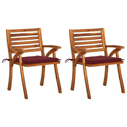 vidaXL Chaises à manger de jardin avec coussins lot de 2 Acacia massif