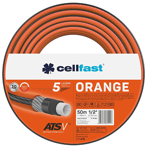 Tuyau d'arrosage 1/2 " 50m Cellfast Orange 5 couches