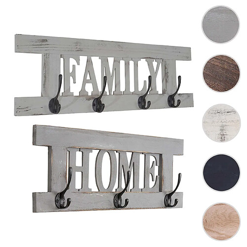 Mendler 2x garde-robe murale Home+Family, set de planche vestiaire, style shabby, vintage, 55x20cm ~ gris