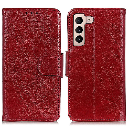 Etui en PU texture nappa, fermeture magnétique rouge pour votre Samsung Galaxy S22