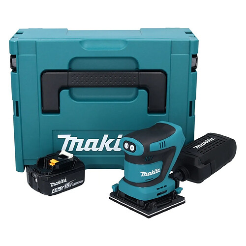 Makita DBO 481 M1J Ponceuse vibrante sans fil 18 V 112 x 102 mm + 1x batterie 4,0 Ah + Makpac - sans chargeur