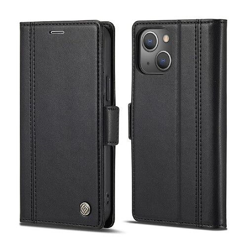 Etui en PU + TPU double fermoir magnétique, antichoc avec support noir pour votre Apple iPhone 13 6.1 pouces