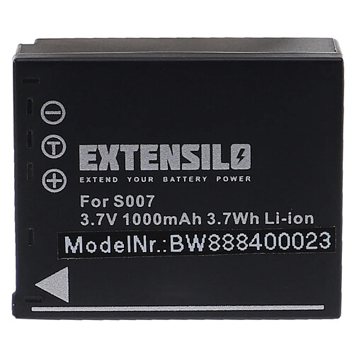 Vhbw EXTENSILO Batterie compatible avec Panasonic Lumix DMC-TZ3, DMC-TZ4, DMC-TZ5, DMC-TZ50 appareil photo, reflex numérique (1000mAh, 3,7V, Li-ion)