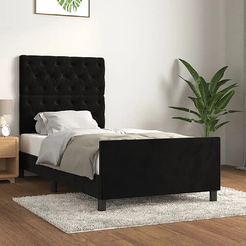 Maison Chic Lit adulte - Cadre Structure de lit avec tête de lit Contemporain Noir 80x200 cm Velours -MN44536