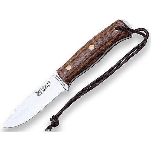 Couteau de chasse sportive Joker "Ember F", CN123-P, lame de 10,5 cm, mango noyer, étui en cuir avec silex, acier Sandvik 14C28N, Outil de pêche, de chasse, de camping et de trekking