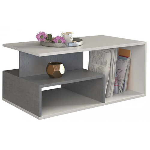 Vivaldi Table Basse Primo Beton Blanc 90 cm