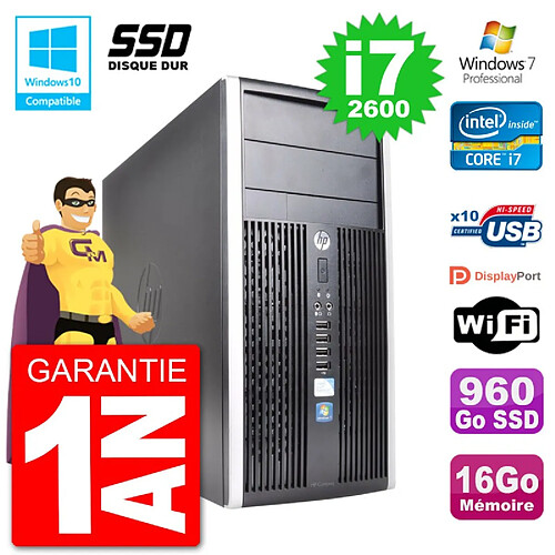 PC HP 6300 MT Intel Core i7-2600 RAM 16Go SSD 960Go Graveur DVD Wifi W7 · Occasion