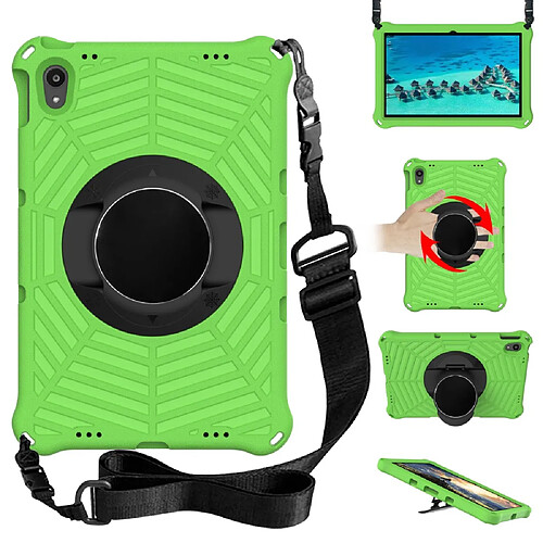 Coque en TPU texture de toile d'araignée, antichoc, béquille, EVA avec bandoulière vert pour votre Lenovo Tab P11 TB-J606F 11 pouces