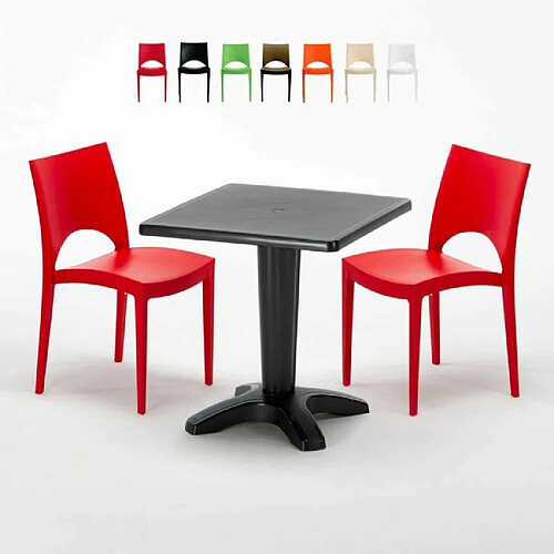 Grand Soleil Table et 2 chaises colorées polypropylen