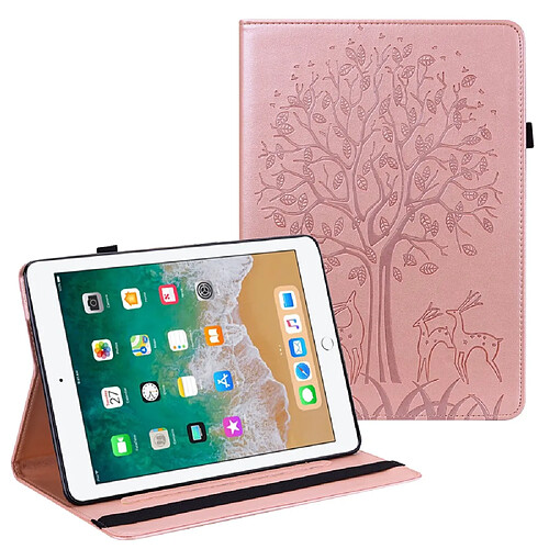 Etui en PU avec support or rose pour votre Apple iPad 9.7 pouces (2018)/9.7 pouces (2017)/iPad 5/6