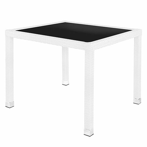 BigBuy Garden Table de Salle à Manger Marlene Aluminium Verre Rotin Verre trempé 90 x 90 x 76 cm