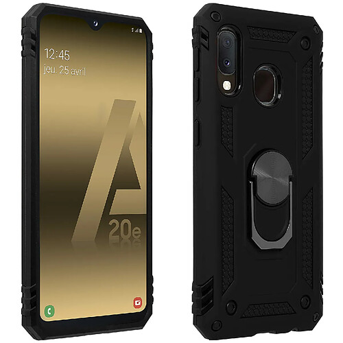 Avizar Coque Samsung Galaxy A20e Bi matière Rigide Souple Bague Support Vidéo Noir