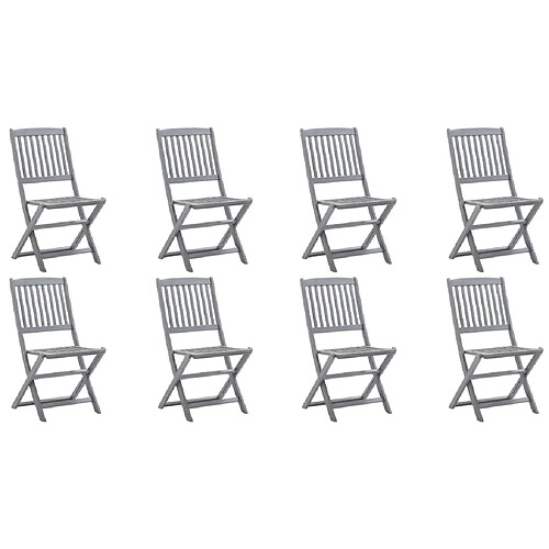 vidaXL Chaises pliables d'extérieur lot de 8 Bois d'acacia solide