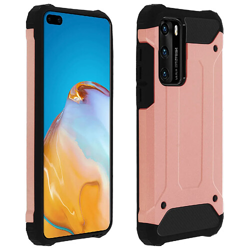 Avizar Coque Huawei P40 Design Relief Protection Bi-matière Antichute 1,8m Rose gold