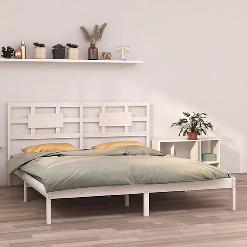 Maison Chic Lit Super King - Cadre de lit,Structure du lit Contemporain pour chambre Blanc Bois massif 180x200 cm -MN18553