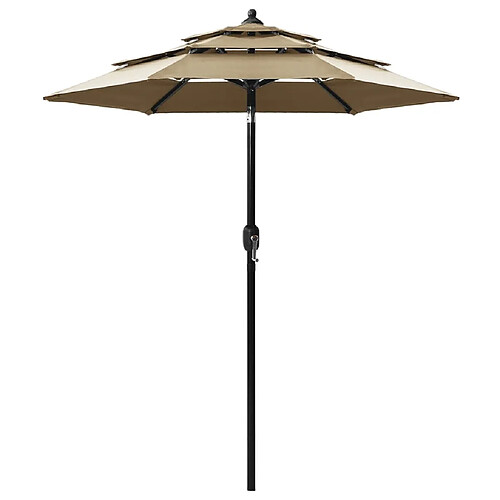 ComfortXL Parasol à 3 Niveaux Avec Mât En Aluminium Taupe 2 M