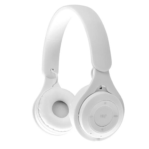 Casque Bluetooth d'écoute Écouteurs sans fil Stéréo Pliable Sport Écouteur Micro Casque Mains Libres Lecteur MP3-Blanc