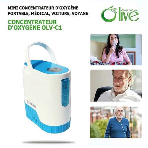 Mini Concentrateur d'Oxygène Portable OLV-C1 Usage Médical, Faible Bruit Moins de 40db, Débit 1-5L/min, Batterie De Secours