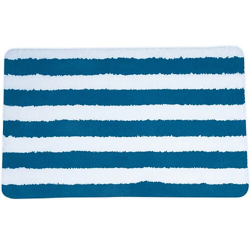 MSV Tapis de bain Microfibre 50x80cm SEAUVILLE Bleu & Blanc