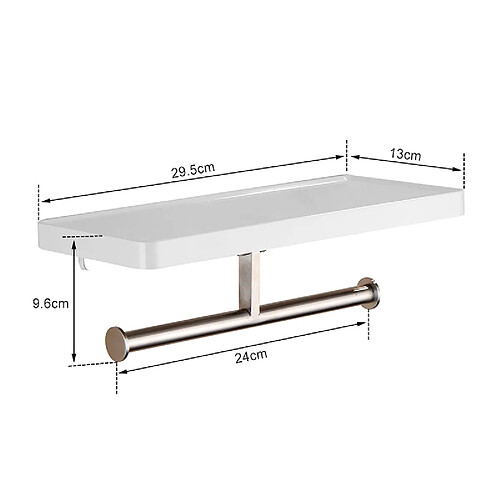 Universal Fatigue Porte-papier sanitaire mural en acier inoxydable Porte-papier mural vertical à double crochet Porte-papier en ABS blanc pour la salle de bains G163 | Porte-papier (blanc)