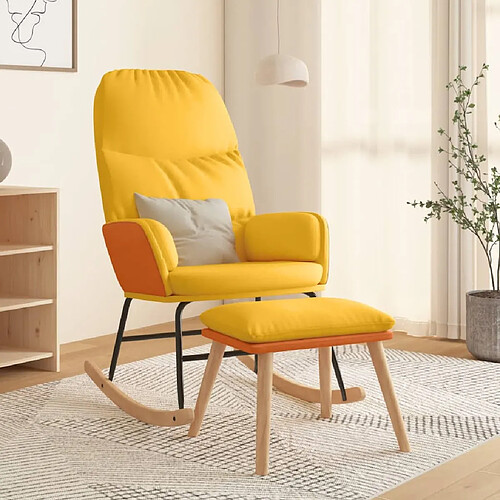 vidaXL Chaise à bascule avec repose-pied Jaune moutarde Tissu