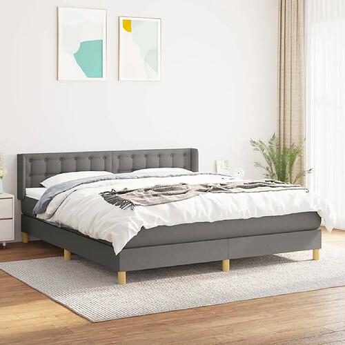 Maison Chic Lit Adulte - Lit simple Lit à sommier tapissier avec matelas moelleux - Meuble de Chambre - Gris foncé 160x200cm Tissu -MN54945