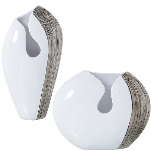 Ensemble de 2 Vases Alexandra House Living Blanc Argenté Céramique 23 x 12 x 38 + 34 x 13 x 28 cm