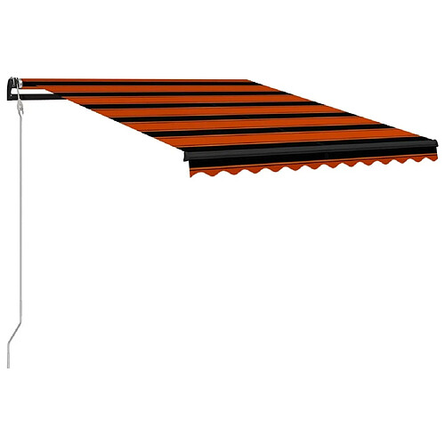 Maison Chic Store banne | Auvent rétractable de porte | Marquise Brise-soleil capteur de vent LED 300x250 cm Orange marron -GKD20349