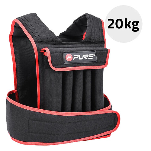 Pure 2 improve Gilet de poids 20kg noir/rouge en néoprène Pure2Improve